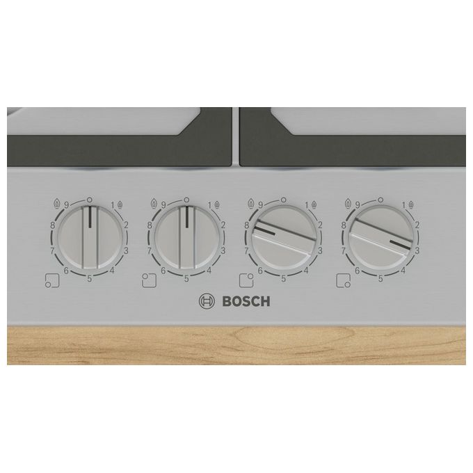 Bosch PCH6A5I90 Serie 6 Piano cottura Gas 60 cm 4 fuochi Griglie in ghisa Flame Select colore Inox
