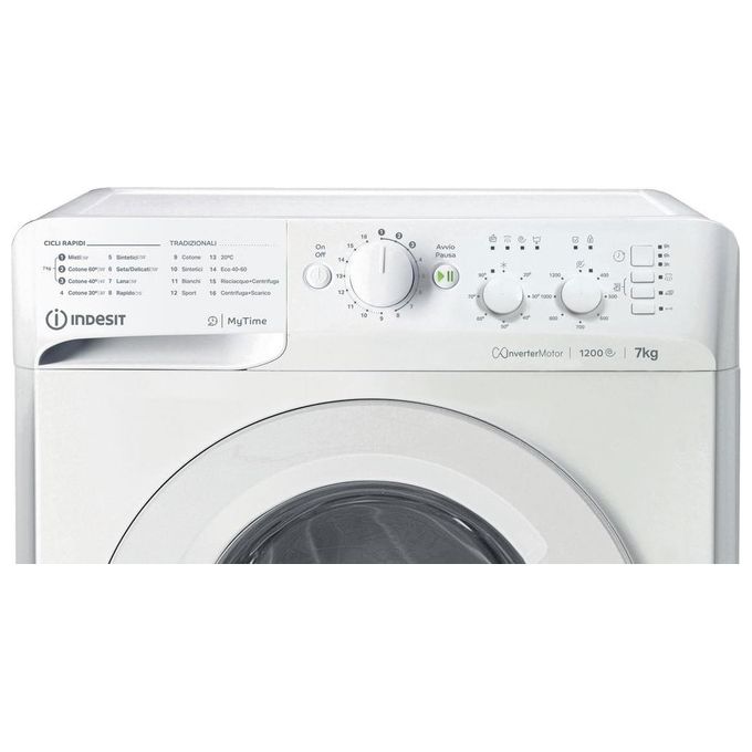 Indesit MTWC 71296 W IT Lavatrice 7 Kg Classe A Profondita' 54 cm Centrifuga 1200 giri Motore Inverter colore Bianco
