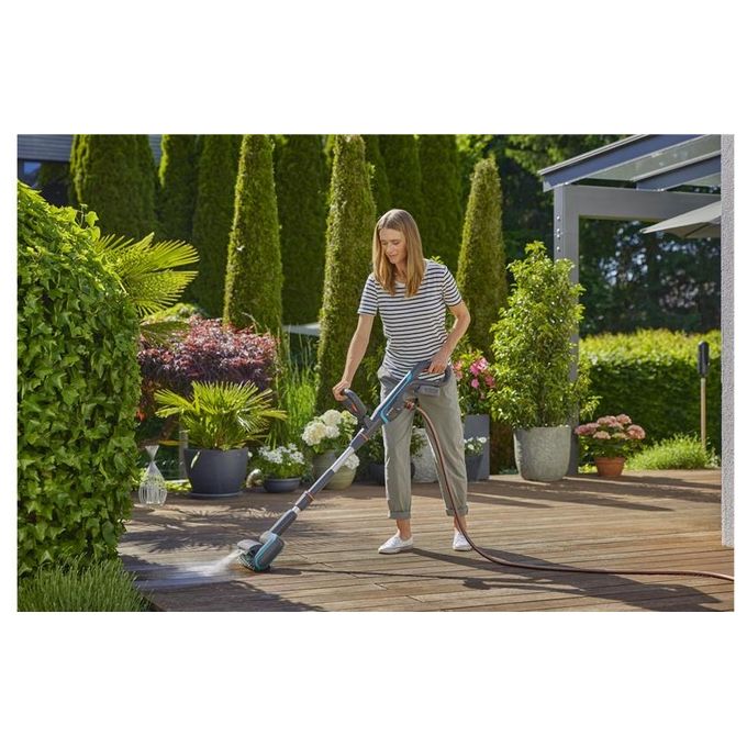 GARDENA 14848-20 Spazzola a Cilindro Universale per Superfici in Legno e WPC con Setole in Nylon di Lunghezza Variabile per AquaBrush 14841 14842 colore Grigio Blu