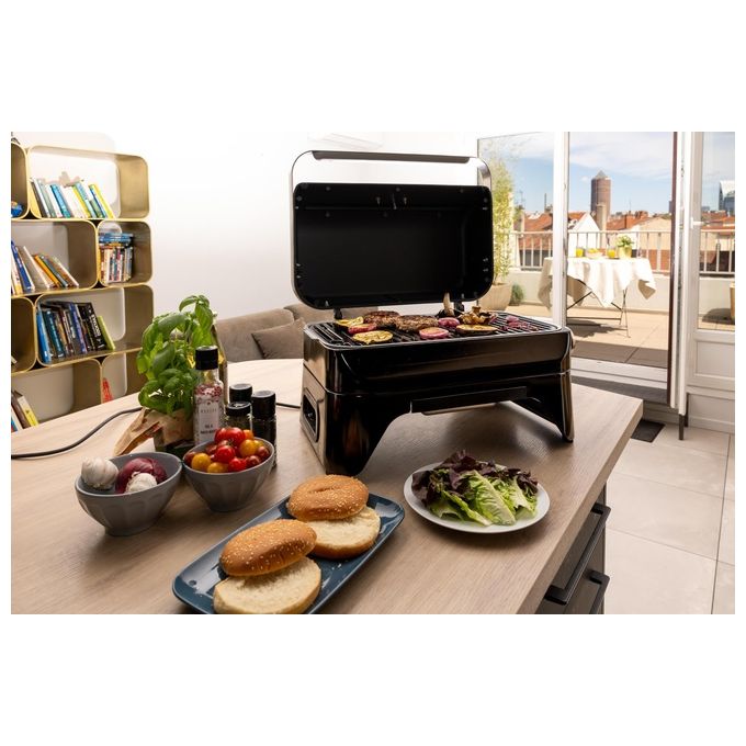 Campingaz 2177560 Attitude 2GO Electric Barbecue da Tavolo Elettrico 2200W griglia 1200cm² coperchio termometro colore Nero
