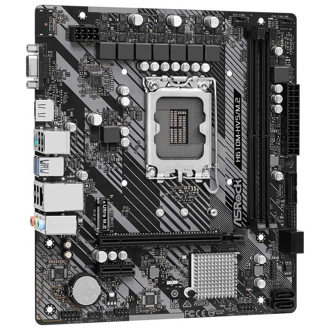 ASRock H610M-HVS-M.2 R2.0 Scheda Madre micro ATX Socket LGA 1700 Chipset Intel H610 DDR4 64 GB M.2 SATA III HDMI VGA Gigabit Ethernet