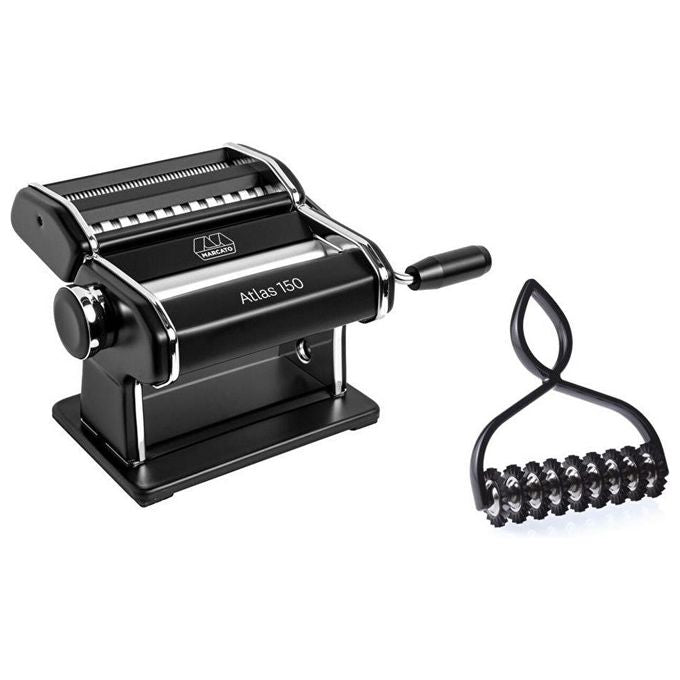 MARCATO AT-150-NER-PB Atlas 150 Macchina per Pasta Manuale con Pasta Bike Larghezza 150 mm Regolatore 10 Livelli colore Nero