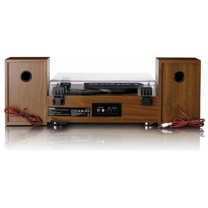Lenco MC-160WD Sistema Hi-Fi All-in-One Giradischi Cinghia Radio DAB+ FM Bluetooth 5.0 10W USB AUX colore Legno