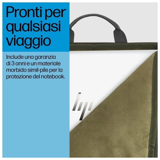 HP 9J498AA Custodia Modulare per Laptop 15.6'' Resistente all'Acqua con Tracolla Rimovibile colore Verde Grigio