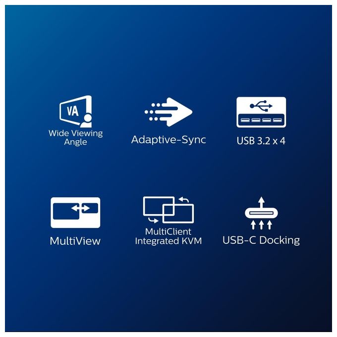 Philips Monitor 346B1C Gaming Monitor Curvo 34'' 21:9 WQHD, 100 Hz, Adaptive Sync, Multiview (PiP, PbP), KVM e Audio Integrati, HDMI, Display Port, Docking Station USB-C, RJ45, Regolabile Ergonomicamente, Vesa