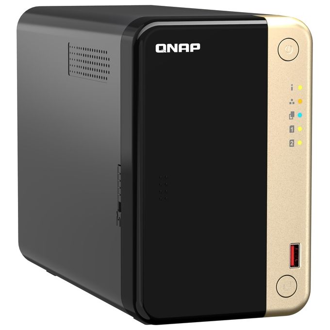 Qnap TS-264-8G NAS Tower 2 Bay Intel Celeron N5095 4 Core 8 GB DDR4 2x2.5GbE HDMI 4K 2x M.2 PCIe Gen3 QTS 5 colore Nero Oro