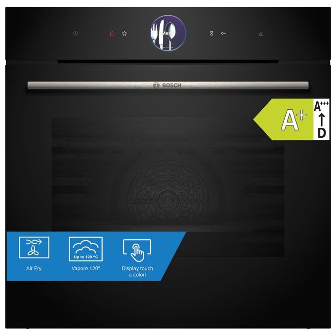 Bosch HSG7261B1 Serie 8 Forno da incasso combinato a vapore 71 L Classe A+ Steam Plus AirFry Home Connect (59.5x59.4x54.8 cm) colore Nero