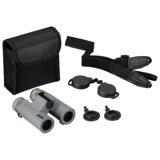 BRESSER 1331025 Wave Binocolo Tascabile Impermeabile 10x25 con Prismi BaK-4 Rivestimento Multistrato colore Grigio