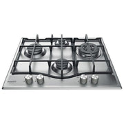 Hotpoint Ariston PCN 641 T-IX-HA Piano Cottura a Gas 4 Zone Griglie in Ghisa 60 cm Acciaio Inox