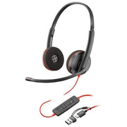 HP POLY Cuffie Blackwire 3220 Stereo USB-C con Adattatore USB-C-A