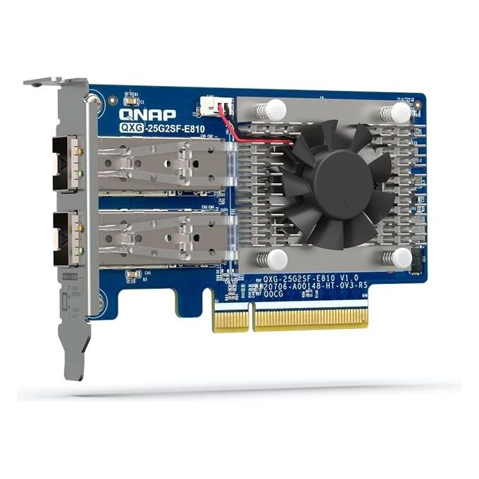 QNAP QXG-25G2SF-E810 Scheda di Rete Interna 25 Gbps PCI Express 4.0 SFP28 2 Porte Fibra colore Verde