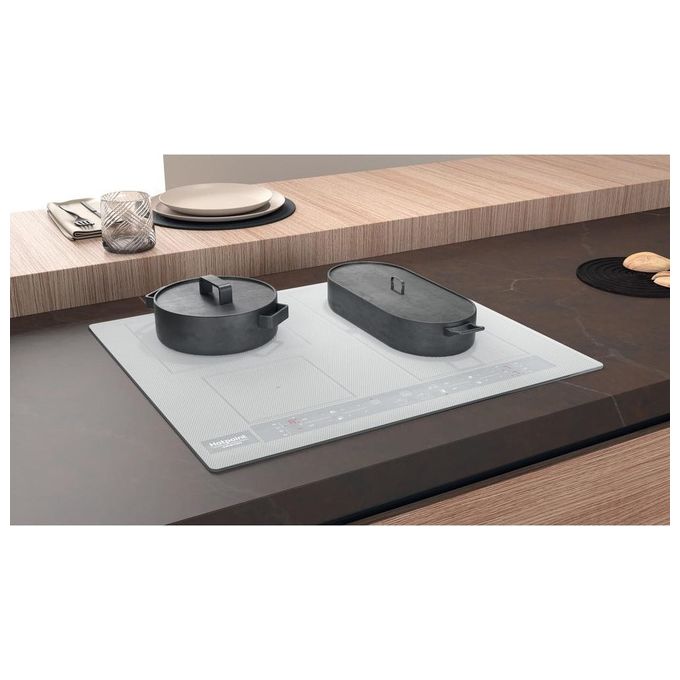 Hotpoint, Piano Cottura a Induzione HB 8460B NE-W, 59 cm, Bianco, 4 Zone, Comandi Touch