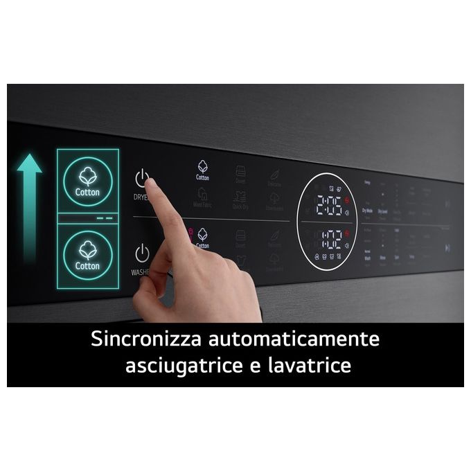 LG WT1210BBF WashTower Colonna Bucato 12-10 Kg 1400 rpm Classe A AI DD Pompa di Calore Wi-Fi (165,5x60x66 cm) colore Nero