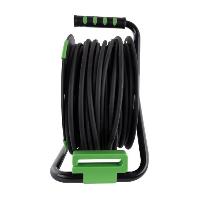 Rev Avvolgicavo in Plastica 40mt IP 44 4-Fold Nero-verde
