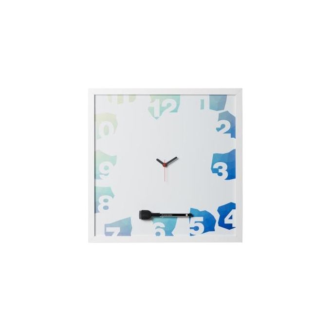 Bi-Office Lavagna con Orologio Magnetica 40x40cm