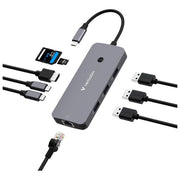 Verbatim 32152 Hub Multiporta USB-C 9 in 1 con HDMI 4K@60Hz Ethernet Gigabit 2x USB-C 3.2 Gen2 3x USB-A SD-microSD colore Argento