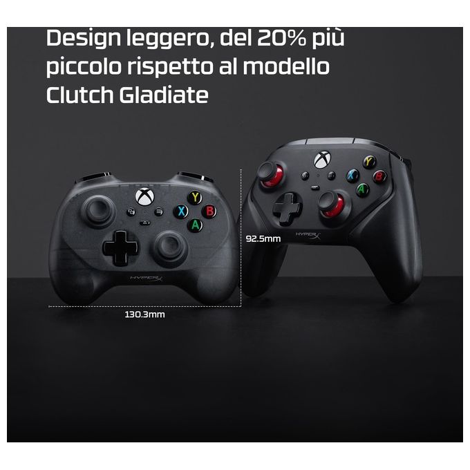 HyperX 8B1S0AA Clutch Tanto Mini Controller Gaming Cablato USB Xbox Series X-S Xbox One PC Android colore Nero