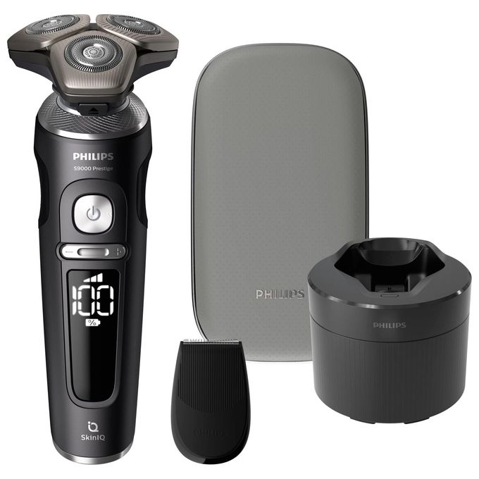Philips SP9840-32 Shaver S9000 Prestige Rasoio elettrico Rotante Wet and Dry 3 testine autonomia 60 min colore Grigio