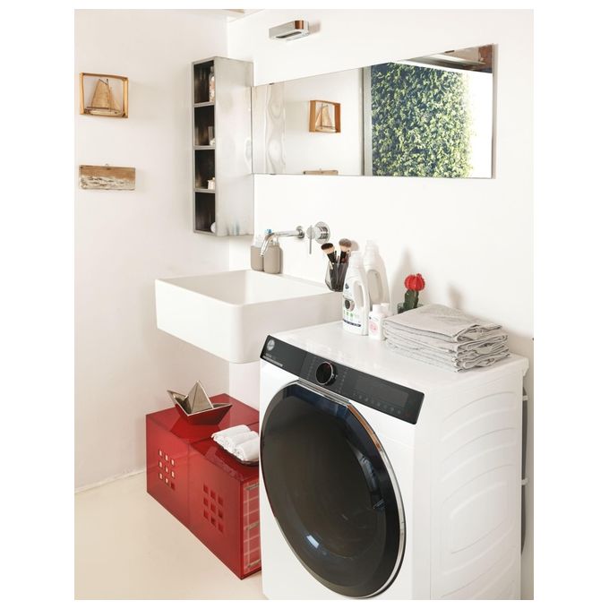 Hoover H-WASH 700 H7W449AMBC-S Lavatrice a carica frontale 9 Kg classe A 1400 giri cestello Ultra Wide care Eco doser programa Auto Care controllo remoto Bianco 60x51x85