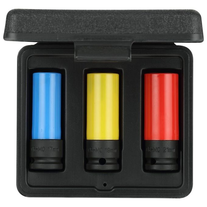 GEDORE Red 3300187 Set per cambio ruote 3 pezzi chiave dinamometrica 40-200 Nm cricchetto telescopico boccole 17 19 21 mm colore Nero-Rosso