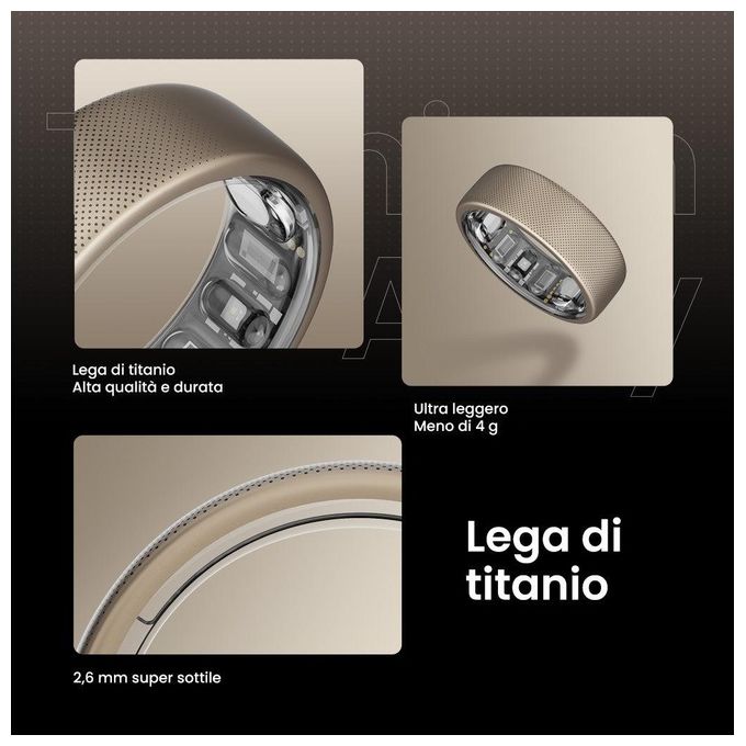 Amazfit W2321TY1N Helio Ring Anello Smart Taglia 10 Bluetooth 10 ATM autonomia 4 giorni colore Titanio