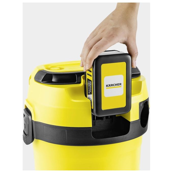 KÄRCHER 1.628-551.0 WD 3-18 Aspirapolvere a batteria bagnato e asciutto 17 L 18 V 5 Ah colore Nero Giallo