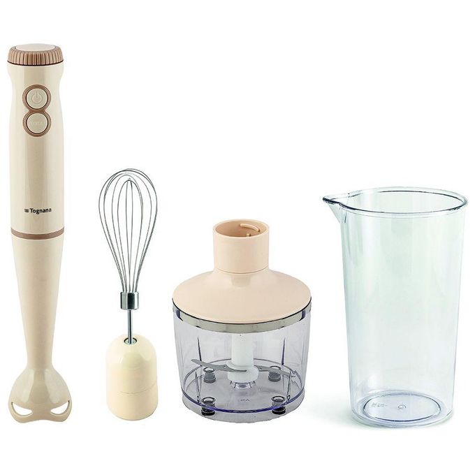 Tognana D2DFI03IRCH Iridea Frullatore ad Immersione 3in1 400W 2 Velocita' Turbo Tritatutto 0.5L Bicchiere 0.6L colore Champagne