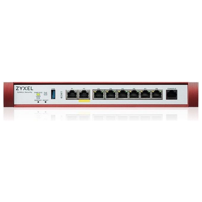 Zyxel USGFLEX100HP-EU0101F USG Flex 100HP Firewall Hardware Throughput 3 Gbit-s VPN 750 Mbit-s 8 Porte LAN RJ-45 colore Nero