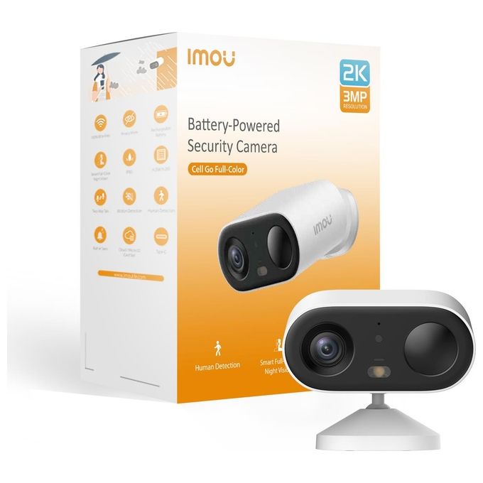 Imou IPC-TB3FP-3T0WE-IMOU Cell Go Full Color Telecamera IP Wi-Fi 3 MP 2K Batteria 5000mAh PIR IP65 colore Bianco