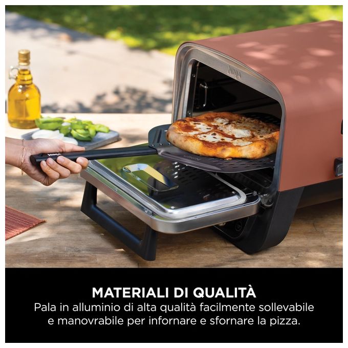 Ninja XSKPZPLEU Woodfire Pala per Pizza per Forno da Esterno OO101EU Pala per Pizza Forata e Leggera Maneggevole Resistente alla Ruggine Pizze Fino a 30cm di Diametro Nero