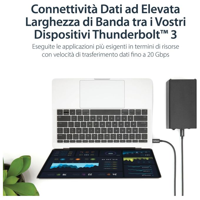 Startech cavo thunderbolt 3 usb-c (20gbps) da 1 m - compatibile con thunderbolt, usb e displayport - m-m