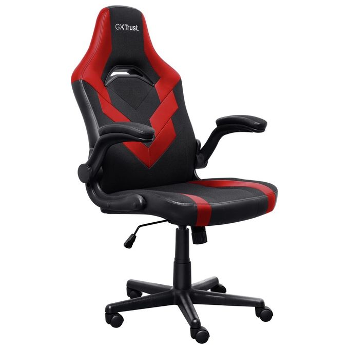 Trust 24986 GXT 703R RIYE Sedia per gaming universale regolabile con braccioli imbottiti e rotelle in nylon colore Nero Rosso