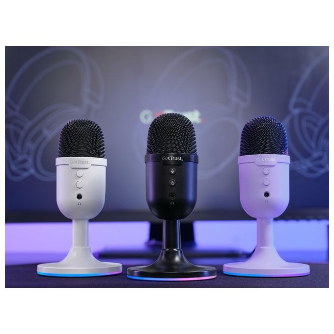 Trust 25372 GXT 234P Yunix Microfono da Tavolo USB Condensatore 48 kHz 16 bit con Uscita Cuffie e Muting Pulsante colore Nero