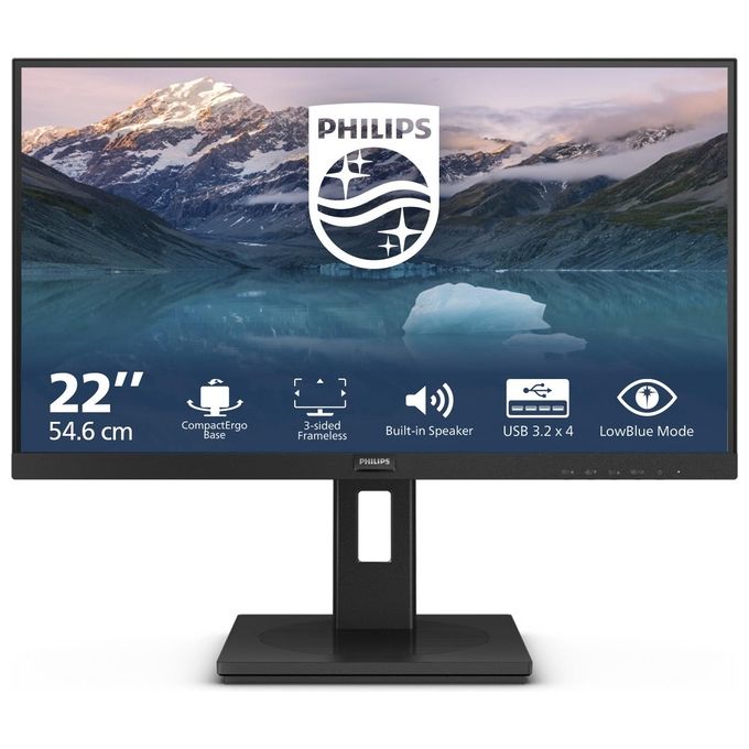 Philips 222S9JML Monitor PC 21.5'' Full HD VA 1920x1080 75Hz 4ms Hub USB VGA HDMI DisplayPort colore Nero