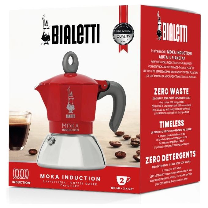 Bialetti Moka induction 2 Tazze Rosso-Argento