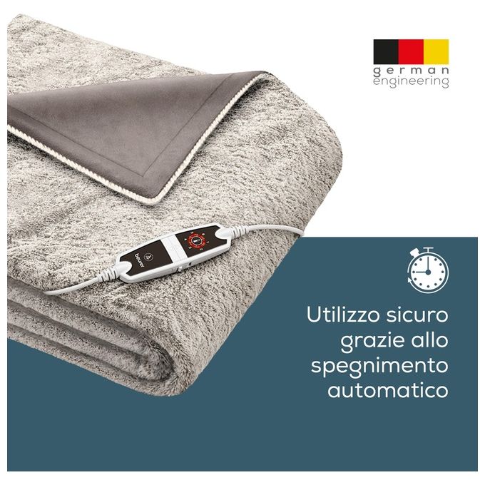 Beurer 43105 HD 150 XXL Nordic Termocoperta Elettrica 150 W 6 livelli temperatura 200x150 cm colore Grigio