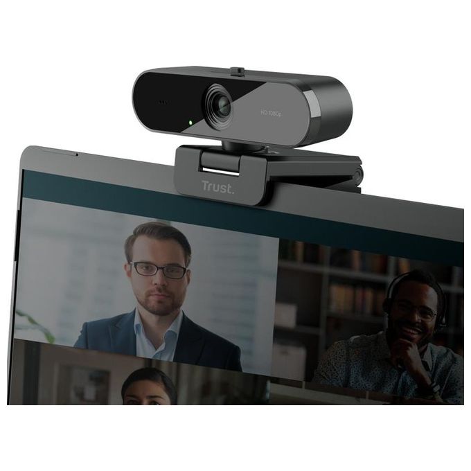 Trust 24734 TW-200 Webcam Full HD 1080p 30fps Grandangolare 70° Microfono USB Filtro Privacy colore Nero