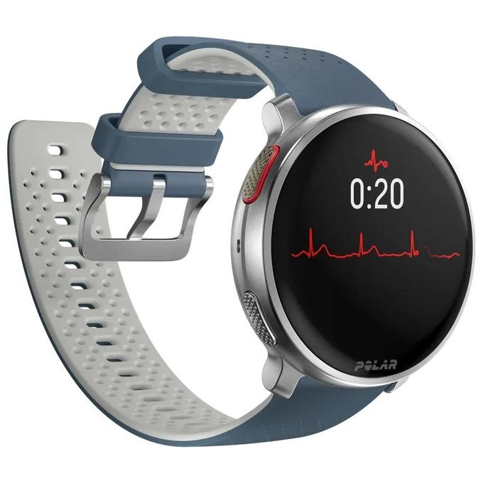 Polar 900108892 Vantage V3 Smartwatch Sportivo con Display AMOLED 1,39'' GPS Dual-Frequency ECG SpO2 colore Argento con Cinturino Blu