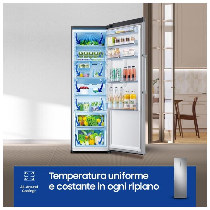 Samsung RR39C7BC5S9 Twin AI Frigorifero Monoporta 387 L 186 cm Classe E 39 dB Total No Frost Wi-Fi colore Inox
