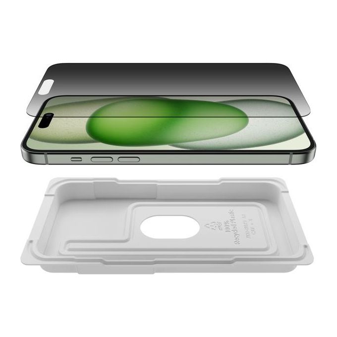 Belkin Vetro Tempered Glass Antimicrobico Privacy per iPhone 15 Plus-14 Pro Max