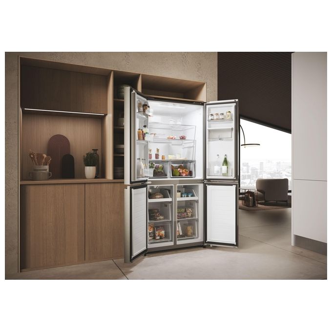 Haier HCR3818EWMM Cube 83 Frigorifero 4 Porte 463 L 181 cm Classe E 35 dB No Frost Dispenser Acqua colore Platino