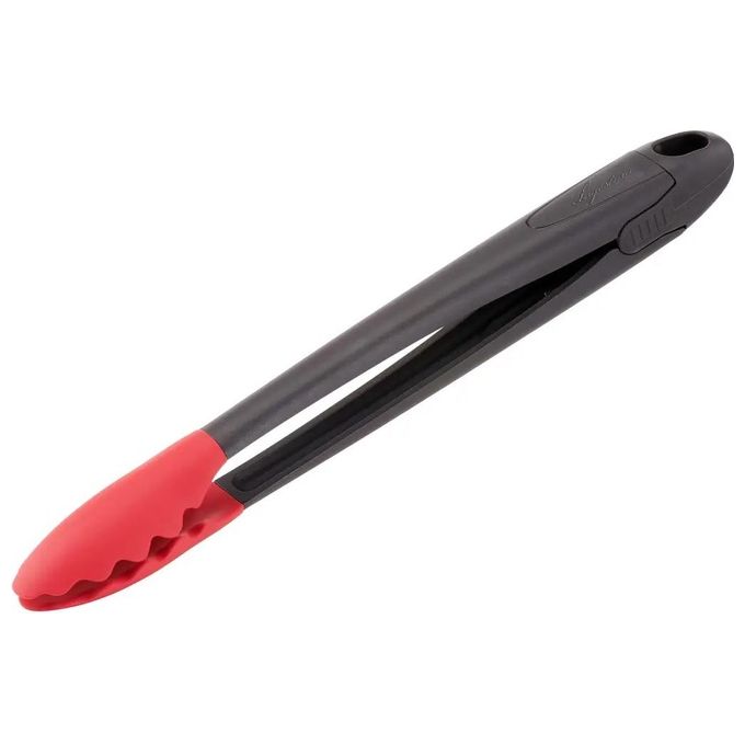 Lagostina 012196000003 Ingenio Smart Pinze da Cucina in Silicone Antigraffio Impugnatura Ergonomica Lavabile in Lavastoviglie colore Nero Rosso