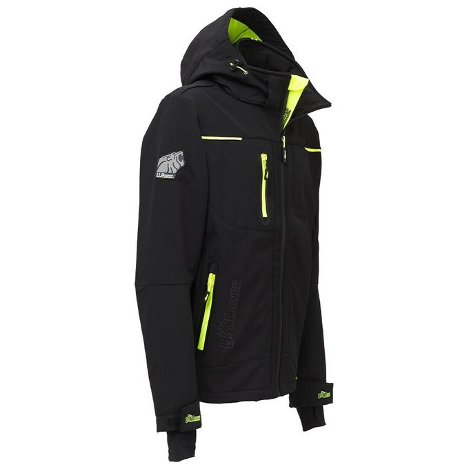 U-Power FU187BC Space Giacca Softshell Impermeabile Antivento Traspirante Cappuccio Staccabile Membrana U-Tex colore Nero
