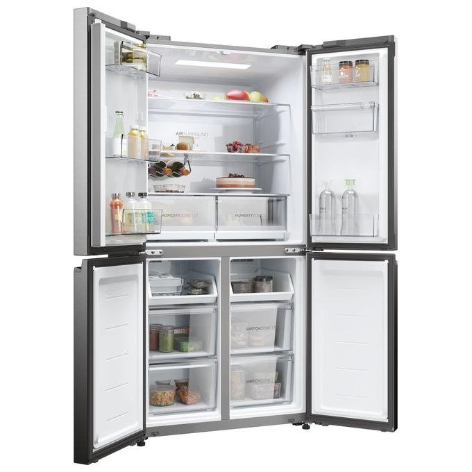 Haier HCW58F18EWMP Cube 83 Frigorifero Americano 507 L 178 cm Classe E 38 dB No Frost Wi-Fi Dispenser Acqua colore Platino Inox
