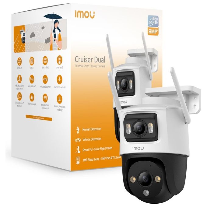 Imou IPC-S7XP-6M0WED Cruiser Dual Telecamera IP PTZ Esterno 6MP Doppio Obiettivo Wi-Fi 6 Visione Notturna IP66 colore Bianco