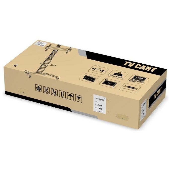 Equip 650602 Carrello LFD a rotazione a 90° con display singolo da 37-70'' Inclinazione -12 - 5° Altezza regolabile Rotelle bloccabili Gestione cavi colore Nero