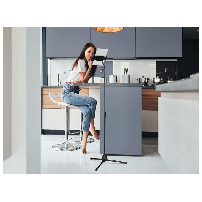 Durable 894301 Twist Combi Supporto per Tablet e Smartphone Regolabile da 4.7'' a 13'' con Braccio Snodabile e Treppiede fino a 1.69 m colore Nero
