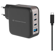 Conceptronic ALTHEA18B Caricatore USB 4 Porte 100 W GaN con Cavo USB-C 3 USB-C 1 USB-A PD 3.0 QC 3.0 PPS colore Nero