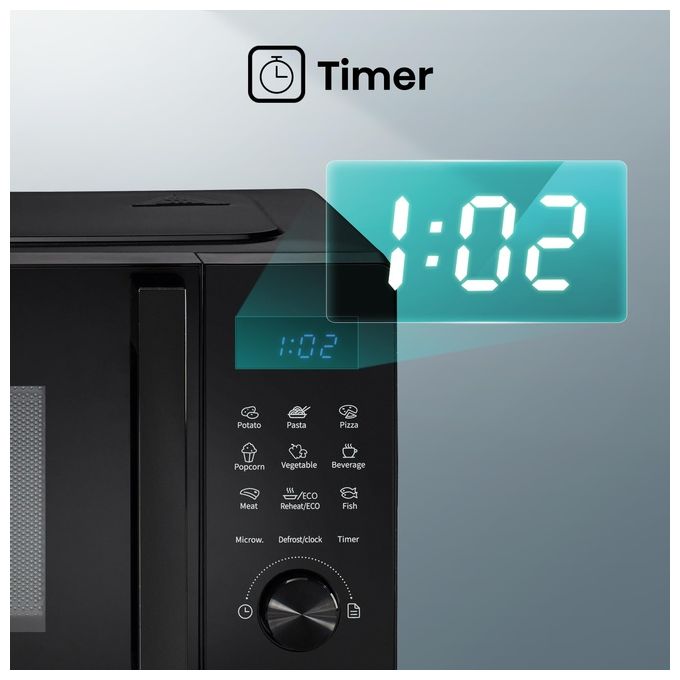 Hisense H20MOBSD1H Forno a Microonde Solo 20 L 700W 9 Programmi Rivestimento Ceramica colore Nero
