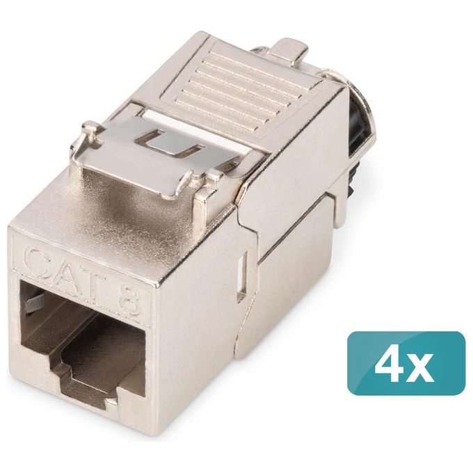 Digitus DN-93816-4 Modulo Keystone Cat 8.1 Schermato 2000 MHz 25 Gbit-s 40 Gbit-s 4 Pezzi colore Argento